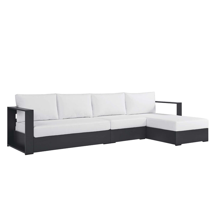 Tahoe 3-Piece Outdoor Patio Powder-Coated Aluminum Right-Facing Chaise Sectional Sofa Set - Gray White