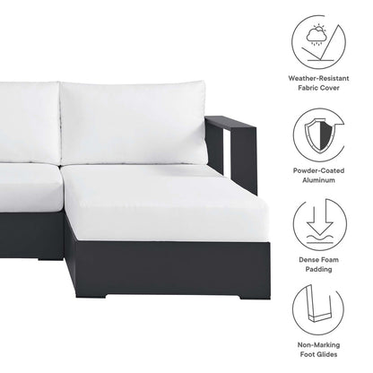 Tahoe 3-Piece Outdoor Patio Powder-Coated Aluminum Right-Facing Chaise Sectional Sofa Set - Gray White