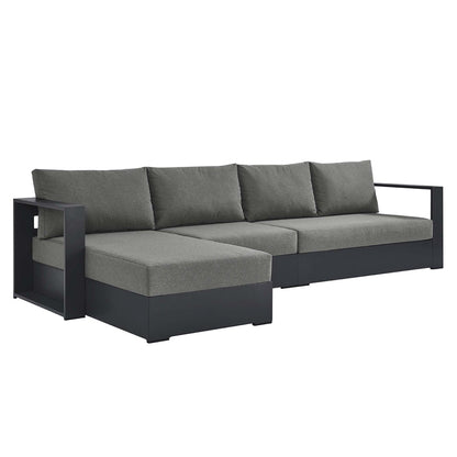 Tahoe 3-Piece Outdoor Patio Powder-Coated Aluminum Left-Facing Chaise Sectional Sofa Set - Gray Charcoal