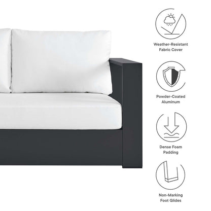 Tahoe 3-Piece Outdoor Patio Powder-Coated Aluminum Left-Facing Chaise Sectional Sofa Set - Gray White