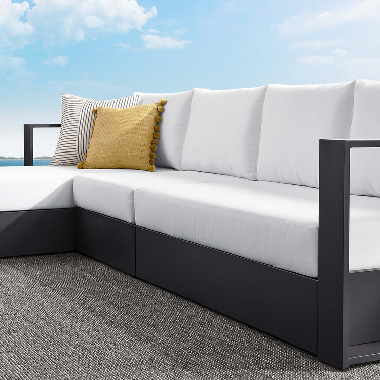 Tahoe 3-Piece Outdoor Patio Powder-Coated Aluminum Left-Facing Chaise Sectional Sofa Set - Gray White