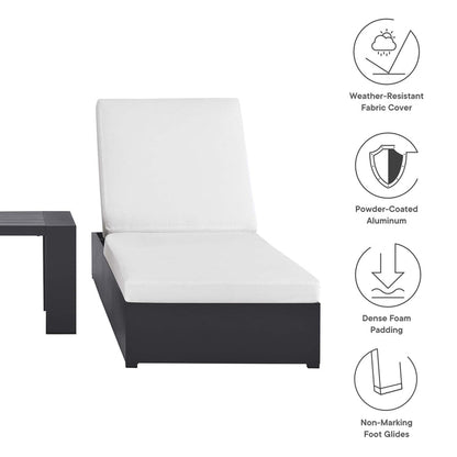 Tahoe 3-Piece Outdoor Patio Powder-Coated Aluminum Chaise Lounge Set - Gray White