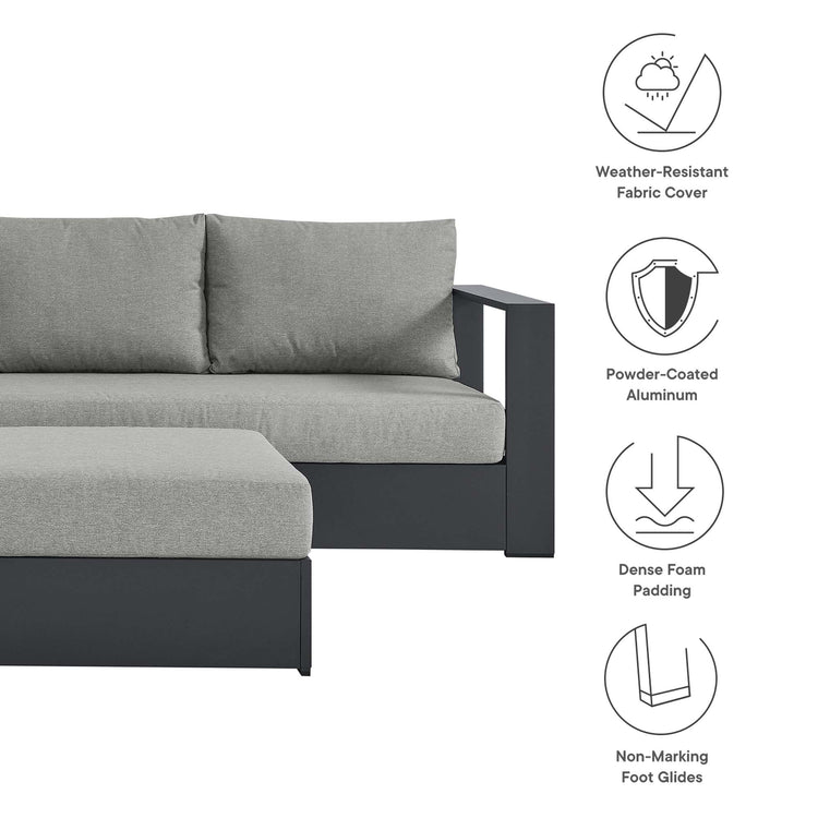 Tahoe 5-Piece Outdoor Patio Powder-Coated Aluminum Sectional Sofa Set - Gray Gray