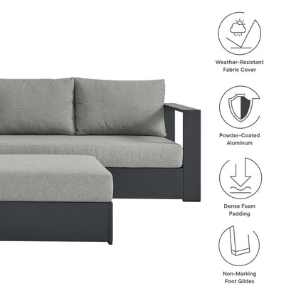 Tahoe 5-Piece Outdoor Patio Powder-Coated Aluminum Sectional Sofa Set - Gray Gray