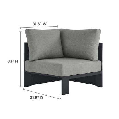 Tahoe 5-Piece Outdoor Patio Powder-Coated Aluminum Sectional Sofa Set - Gray Gray