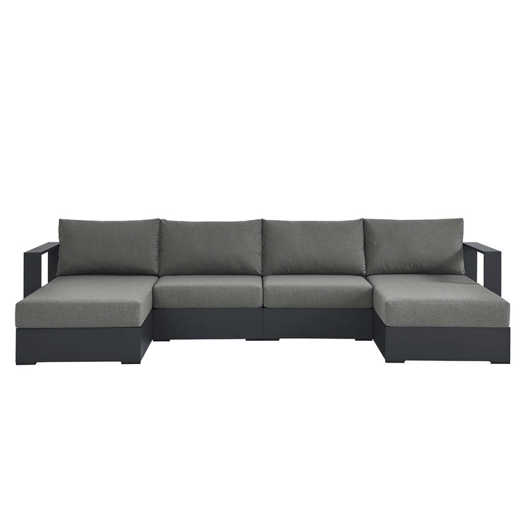 Tahoe 4-Piece Outdoor Patio Powder-Coated Aluminum Sectional Sofa Set - Gray Charcoal