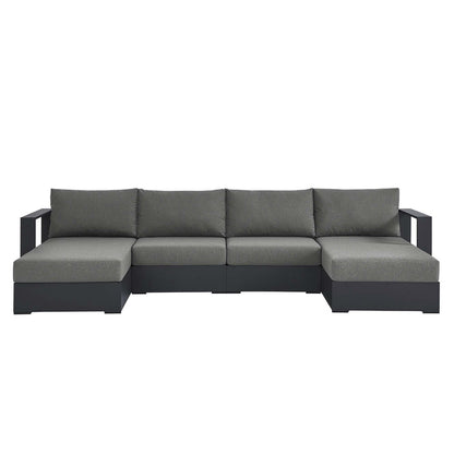 Tahoe 4-Piece Outdoor Patio Powder-Coated Aluminum Sectional Sofa Set - Gray Charcoal