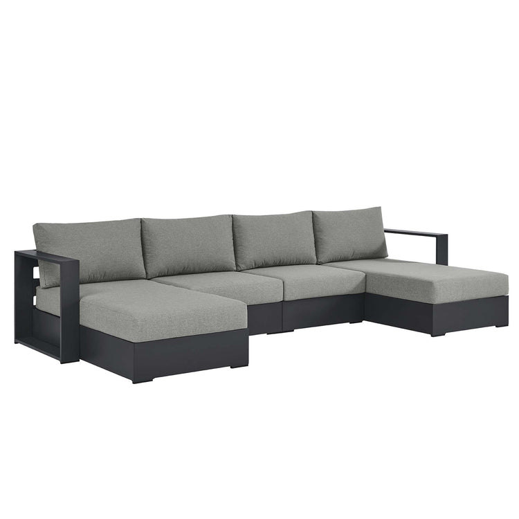 Tahoe 4-Piece Outdoor Patio Powder-Coated Aluminum Sectional Sofa Set - Gray Gray