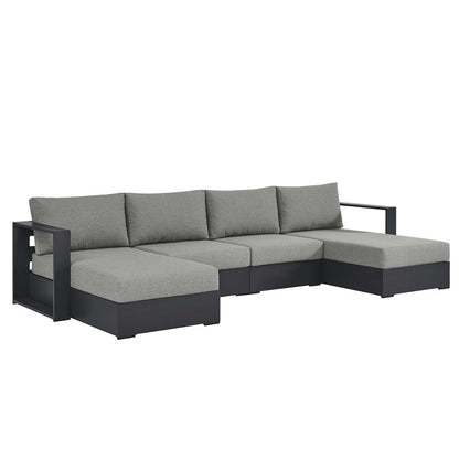 Tahoe 4-Piece Outdoor Patio Powder-Coated Aluminum Sectional Sofa Set - Gray Gray