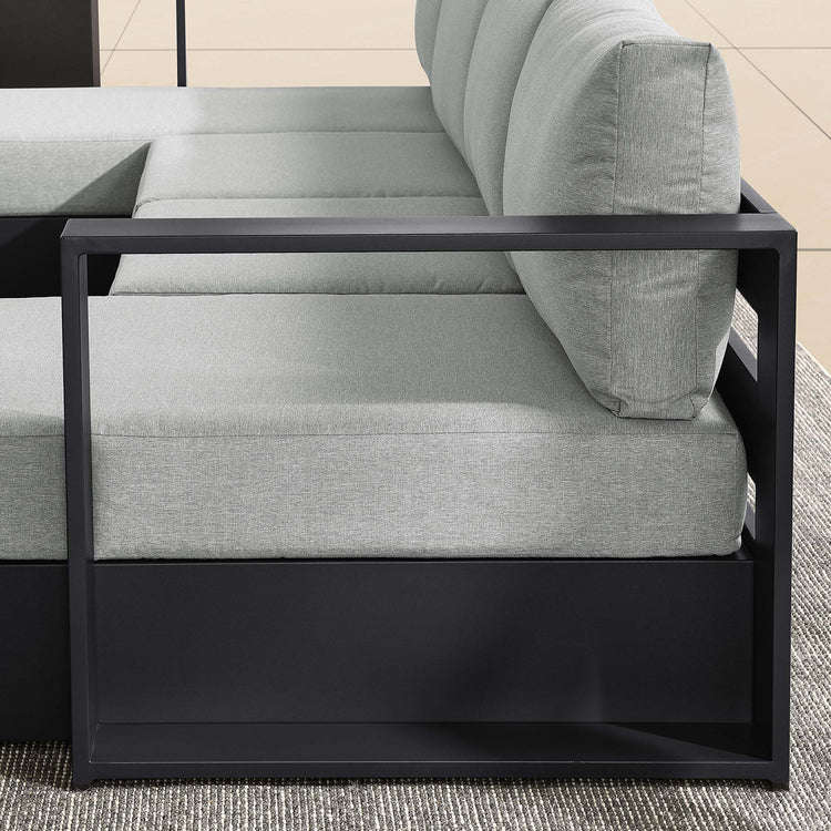 Tahoe 4-Piece Outdoor Patio Powder-Coated Aluminum Sectional Sofa Set - Gray Gray