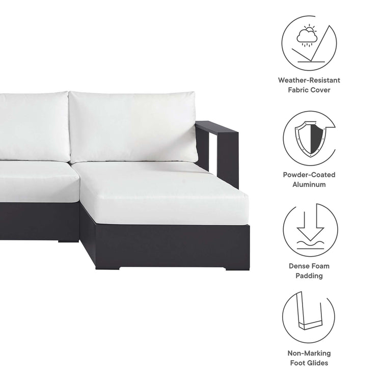 Tahoe 4-Piece Outdoor Patio Powder-Coated Aluminum Sectional Sofa Set - Gray White
