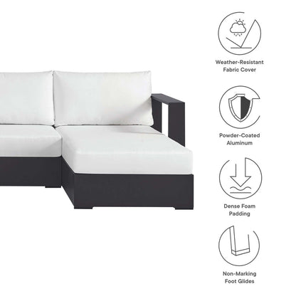 Tahoe 4-Piece Outdoor Patio Powder-Coated Aluminum Sectional Sofa Set - Gray White