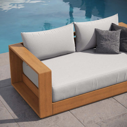 Tahoe Acacia Wood Outdoor Patio Loveseat - Natural Light Gray
