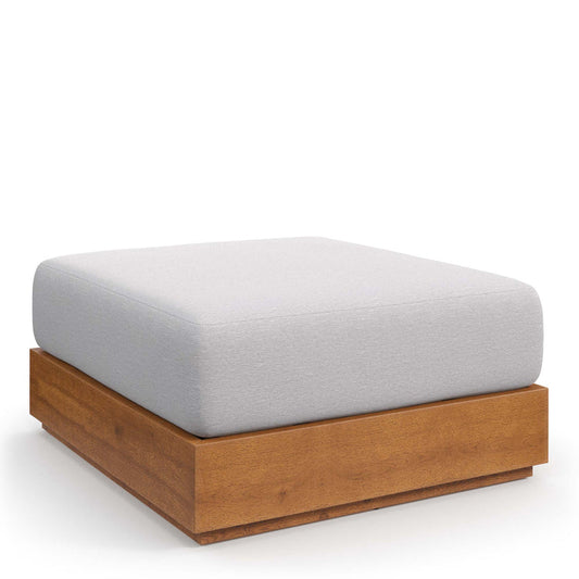 Tahoe Outdoor Patio Acacia Wood Ottoman - Natural Light Gray