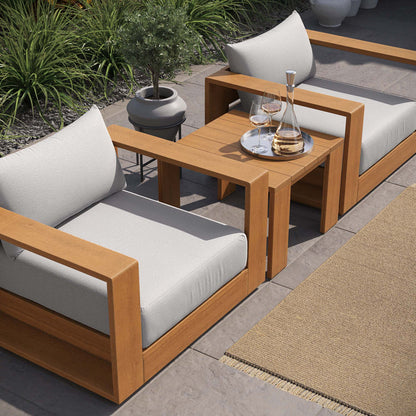 Tahoe 3-Piece Outdoor Patio Acacia Wood Furniture Set - Natural Light Gray