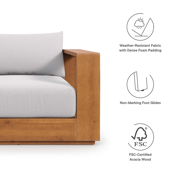 Tahoe 3-Piece Outdoor Patio Acacia Wood Furniture Set - Natural Light Gray
