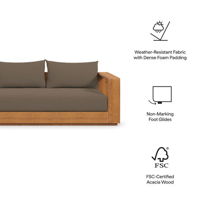 Tahoe 2-Piece Outdoor Patio Acacia Wood Sofa and Coffee Table Set - Natural Cocoa