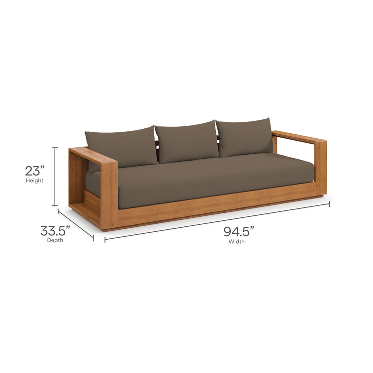 Tahoe 2-Piece Outdoor Patio Acacia Wood Sofa and Coffee Table Set - Natural Cocoa