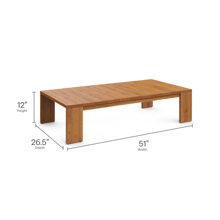 Tahoe 2-Piece Outdoor Patio Acacia Wood Sofa and Coffee Table Set - Natural Light Gray