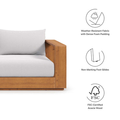 Tahoe 2-Piece Outdoor Patio Acacia Wood Sofa and Coffee Table Set - Natural Light Gray