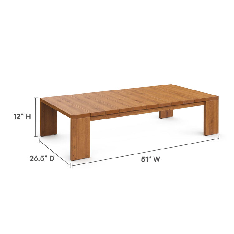Tahoe 2-Piece Outdoor Patio Acacia Wood Sofa and Coffee Table Set - Natural Cocoa
