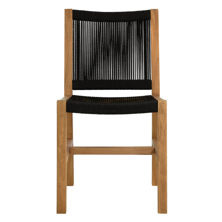 Vienna 7-Piece Outdoor Patio Teak and Rope Dining Set with Armless Chairs - Natural Black
