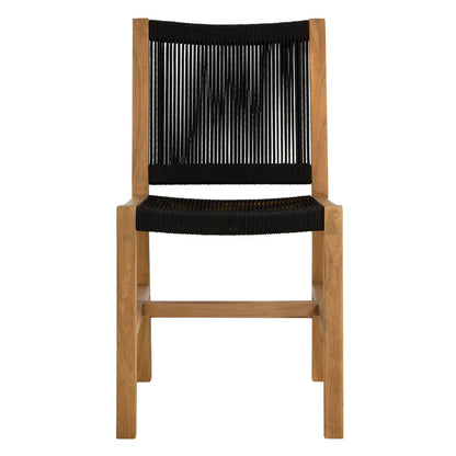 Vienna 5-Piece Outdoor Patio Teak and Rope Dining Set with Armless Chairs - Natural Black