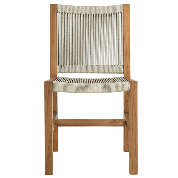 Vienna 7-Piece Outdoor Patio Teak and Rope Dining Set with Armless Chairs - Natural Natural