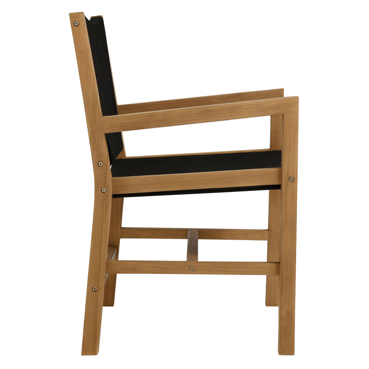 Vienna 5-Piece Outdoor Patio Teak and Rope Dining Set with Armchairs - Natural Black