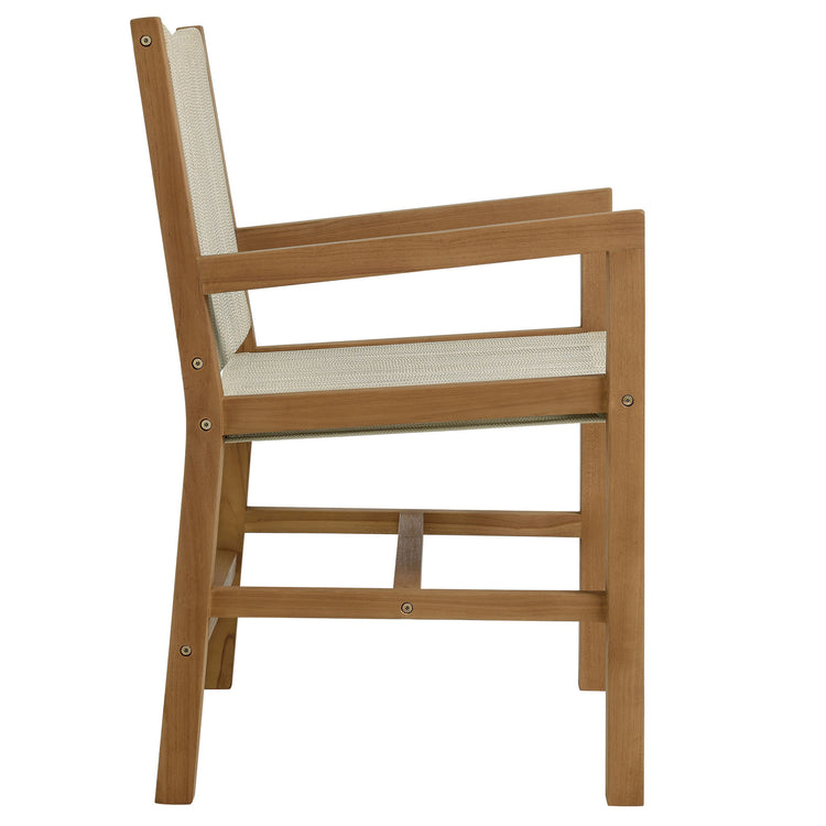 Vienna 3-Piece Outdoor Patio Teak and Rope Dining Set with Armchairs - Natural Natural