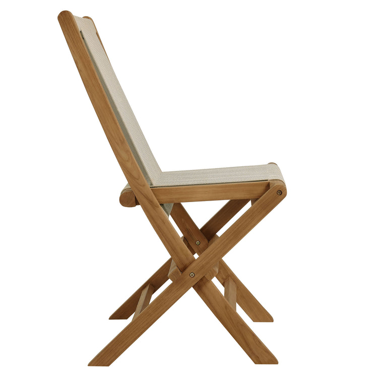 Vienna 5-Piece Outdoor Patio Teak Wood Dining Set with Rope Folding Chairs - Natural Natural