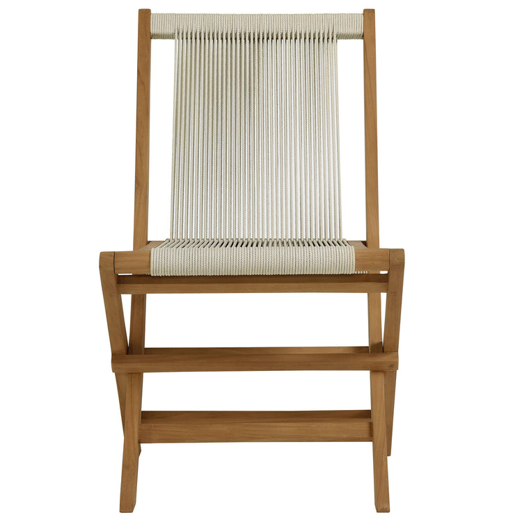Vienna 5-Piece Outdoor Patio Teak Wood Dining Set with Rope Folding Chairs - Natural Natural
