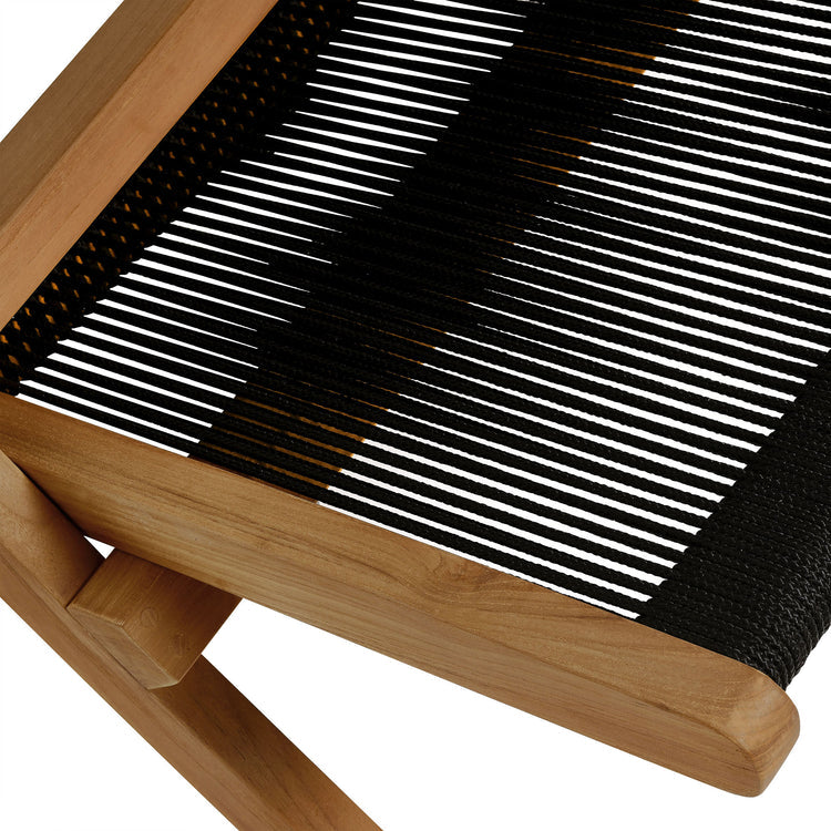 Vienna Outdoor Patio Teak and Rope Folding Accent Lounge Chair - Natural Black