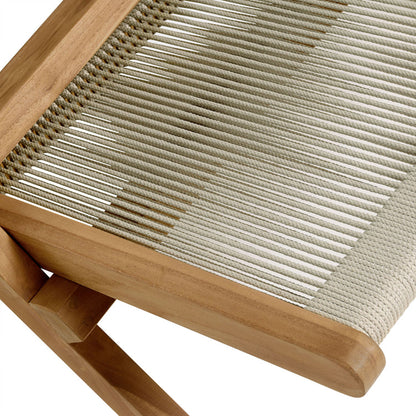 Vienna Outdoor Patio Teak and Rope Folding Accent Lounge Chair - Natural Natural