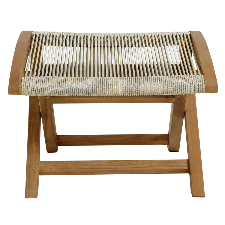 Vienna 2-Piece Outdoor Patio Teak and Rope Folding Accent Lounge Chair and Ottoman Set - Natural Natural