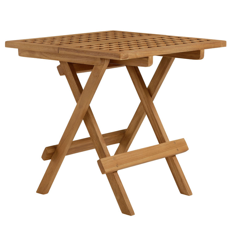 Vienna 3-Piece Outdoor Patio Teak and Rope Folding Lounge Chairs and Side Table - Natural Natural