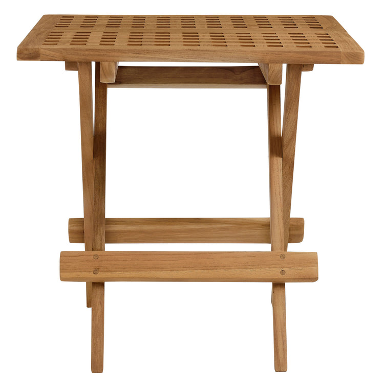 Vienna 3-Piece Outdoor Patio Teak and Rope Folding Lounge Chairs and Side Table - Natural Natural