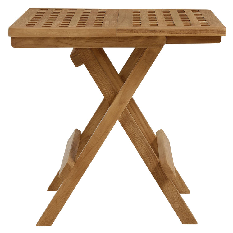 Vienna 3-Piece Outdoor Patio Teak and Rope Armchairs with Folding Side Table - Natural Natural