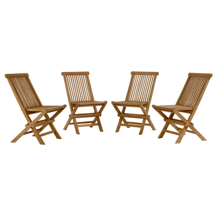 Vienna Outdoor Patio Teak Wood Folding Dining Chairs Set of 4 - Default Title