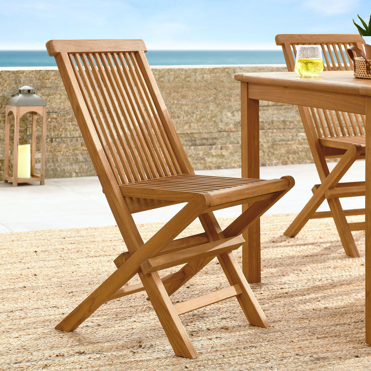 Vienna Outdoor Patio Teak Wood Folding Dining Chairs Set of 4 - Default Title