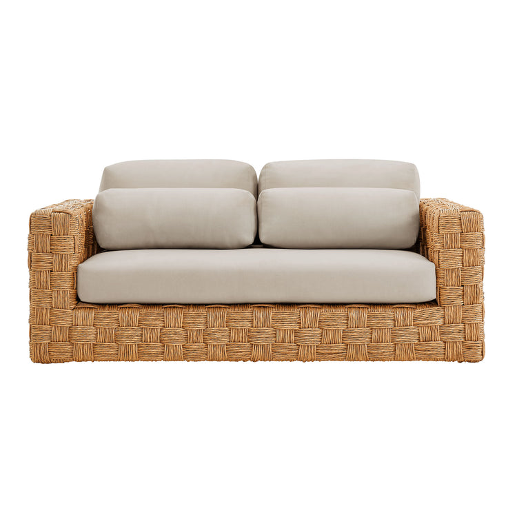 Thames Outdoor Patio Wicker Outdoor Patio Rattan Loveseat - Natural Light Gray