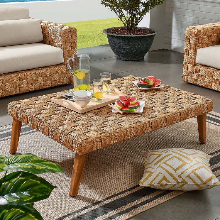 Thames Outdoor Patio Wicker Outdoor Patio Rattan Coffee Table - Default Title