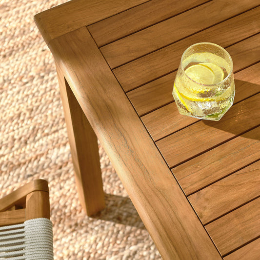 Vienna 5-Piece Outdoor Patio Teak Wood Dining Set with Rope Folding Chairs - Natural Natural