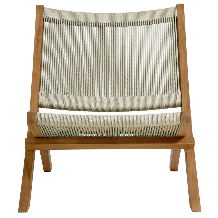 Vienna 2-Piece Outdoor Patio Teak and Rope Folding Accent Lounge Chair and Ottoman Set - Natural Natural