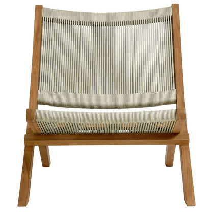 Vienna 2-Piece Outdoor Patio Teak and Rope Folding Accent Lounge Chair and Ottoman Set - Natural Natural