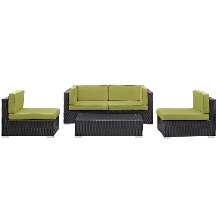 Camfora 5 Piece Outdoor Patio Sectional Set - Espresso Peridot