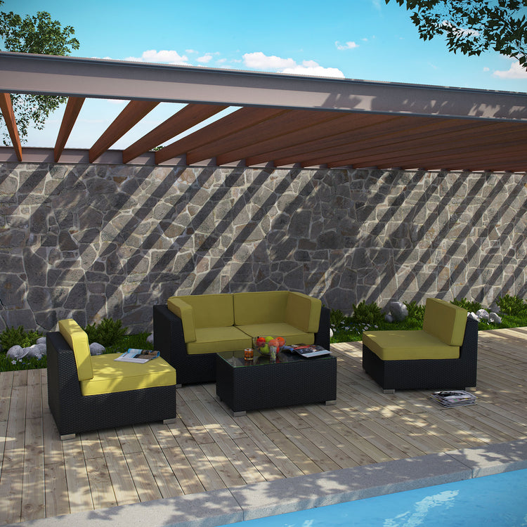 Camfora 5 Piece Outdoor Patio Sectional Set - Espresso Peridot