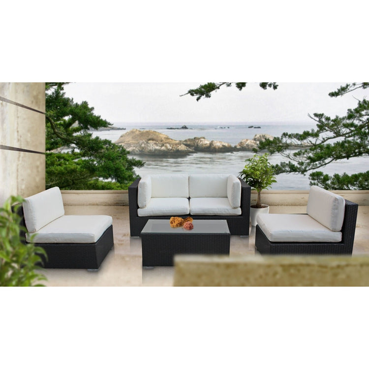 Camfora 5 Piece Outdoor Patio Sectional Set - Espresso White