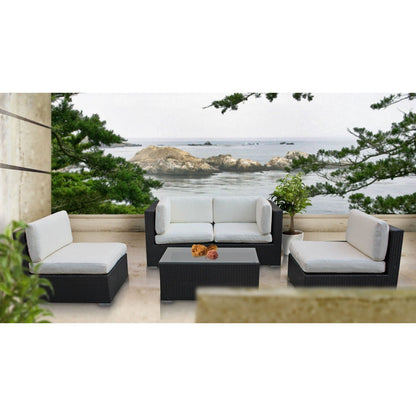 Camfora 5 Piece Outdoor Patio Sectional Set - Espresso White
