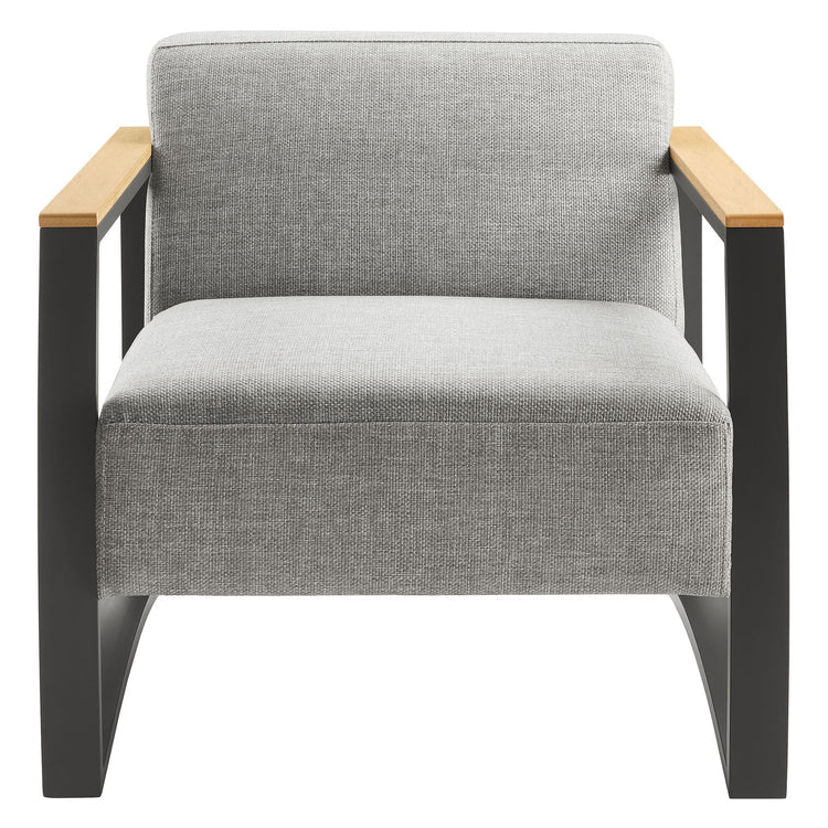 Sauve Outdoor Patio Aluminum and Fabric Armchair - Charcoal Light Gray